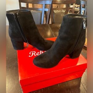 Suede black heel booties